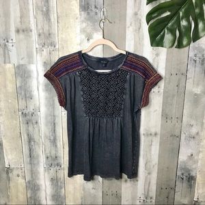 Lucky Brand Embroidered Aztec Tee F16